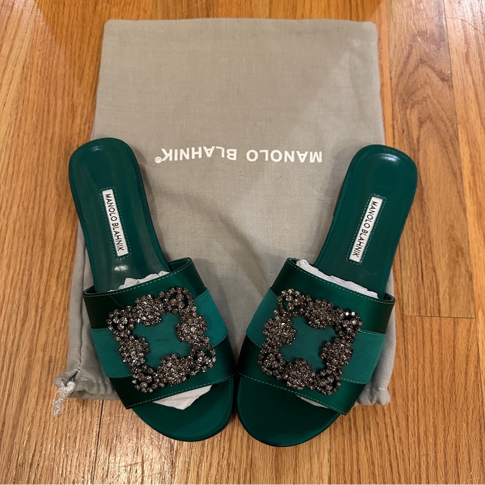 Green Jeweled Sandals size 8-8.5